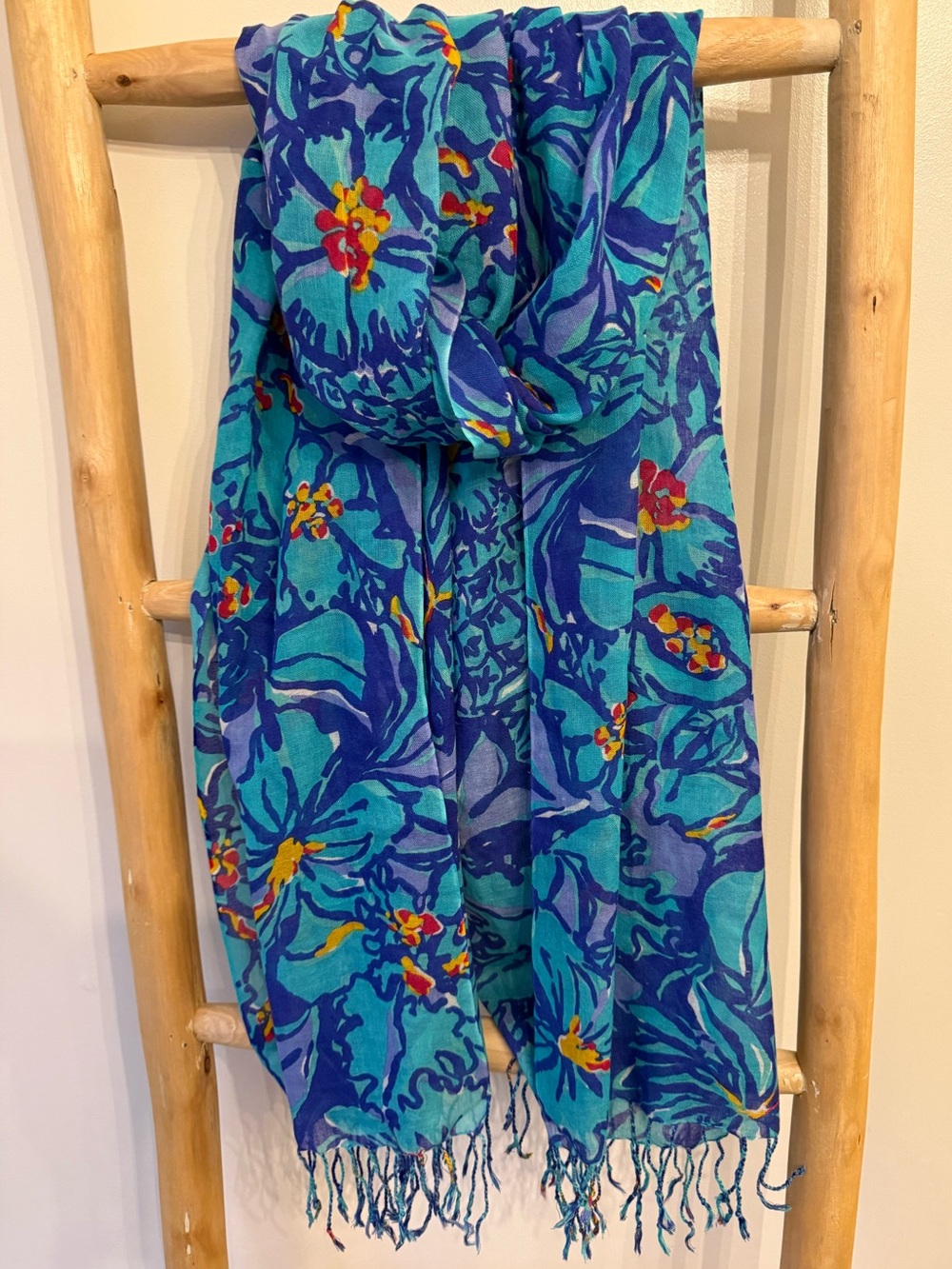 Lilly Pulitzer Murfee Lightweight Silk Cashmere Iris Mai Tai Scarf Beach Sarong - Picture 4 of 8